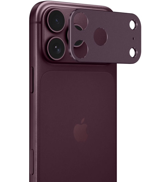 Zaštitni okvir stražnje kamere Tech-Protect Camalloy Fit+ za Apple iPhone 18 Pro, aluminij, bordo boje.