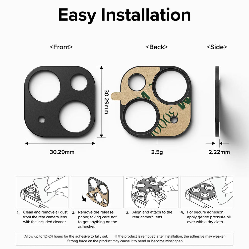 Okvir zaštite stražnje kamere Ringke Styling za Apple iPhone 15 Plus / 15, Aluminij, Crni