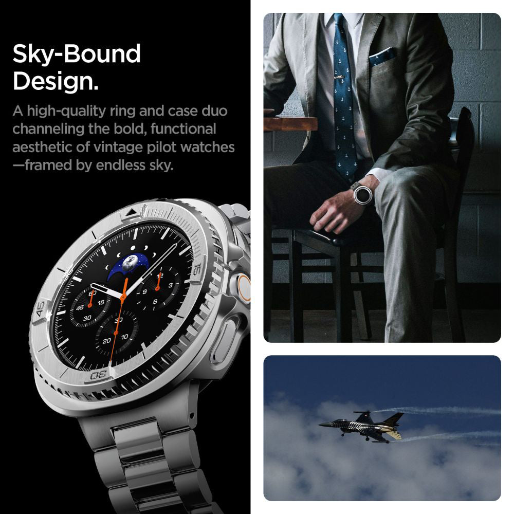 Okvir zaštite Spigen Tune Pro Pilot za Samsung Galaxy Watch8 Classic, Srebrni