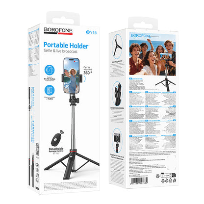 Selfie Stick Bluetooth Borofone BY15 Throne, 4.5inch - 7inch, Crna