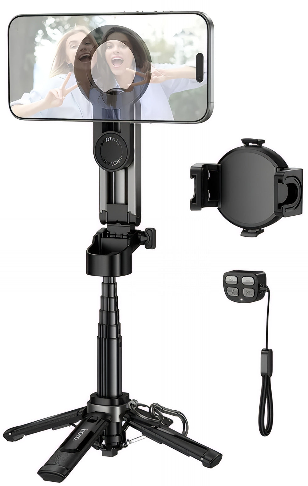 Selfie Stick Bluetooth HOCO K27 Pro, Univerzalan, Crni