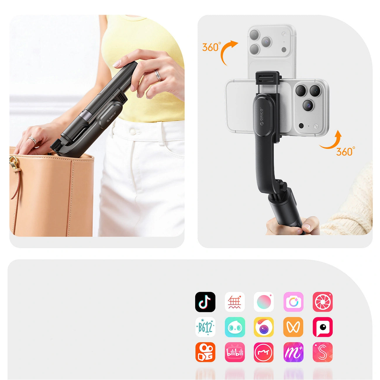 Selfie Stick Bluetooth Orico SPV90, Univerzalan, Crna
