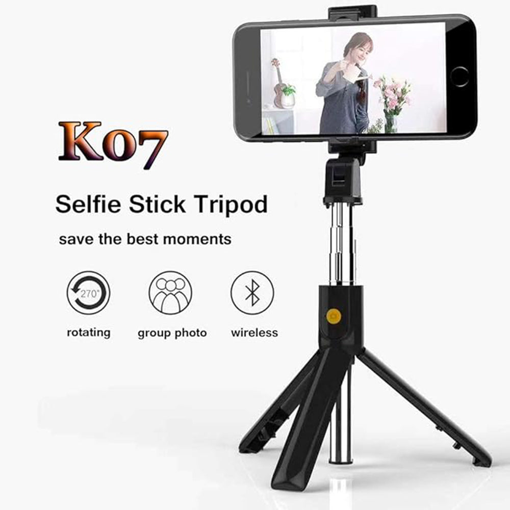 Selfie Stick Bluetooth Techsuit K07, Univerzalan, Crni