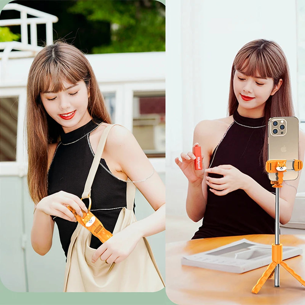 Selfie Stick Bluetooth Techsuit KT01, Univerzalan, Narančasta