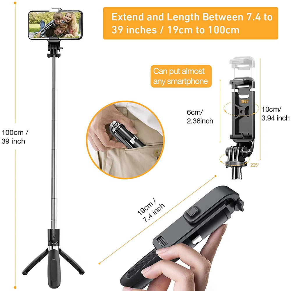 Selfie Stick Bluetooth Techsuit L02, Univerzalan, Crni