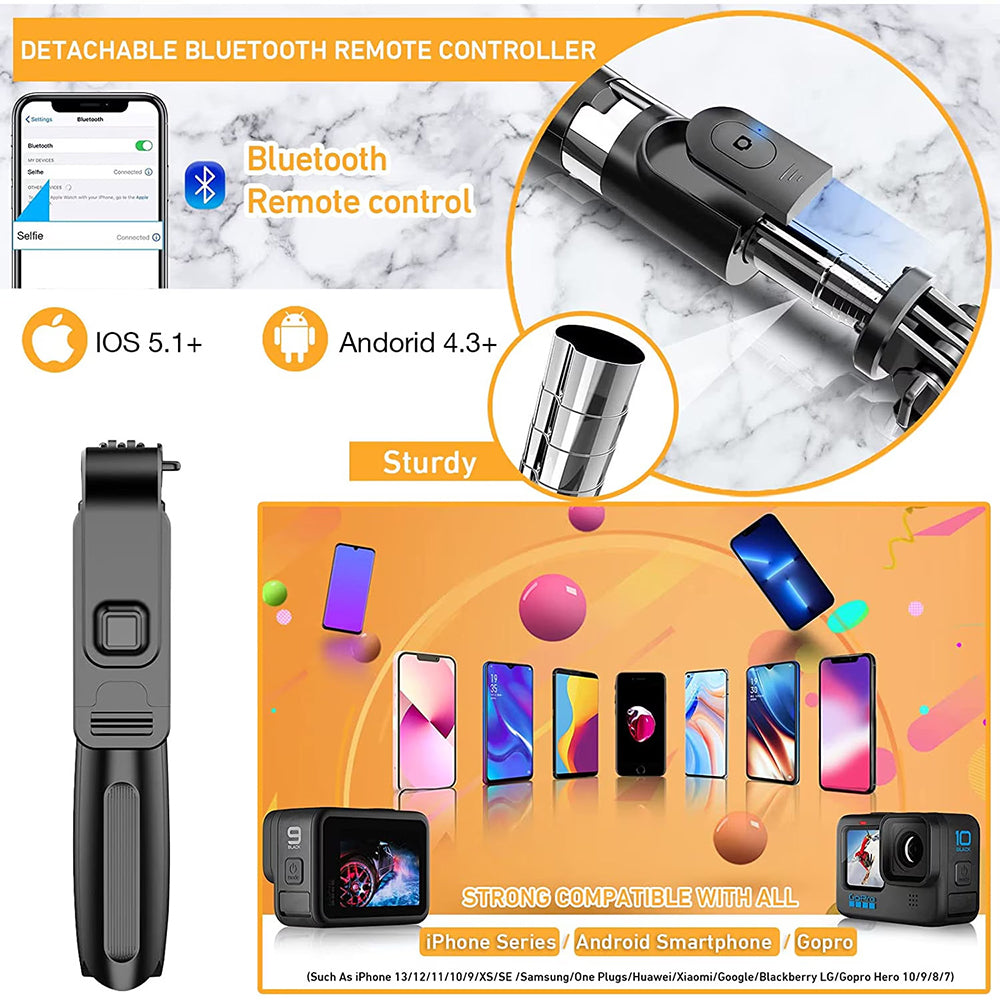 Selfie Stick Bluetooth Techsuit L02, Univerzalan, Crni