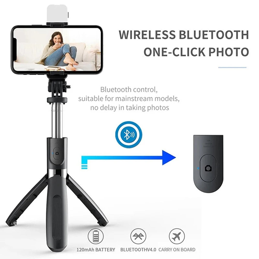 Selfie Stick Bluetooth Techsuit L02s, Univerzalan, Crni
