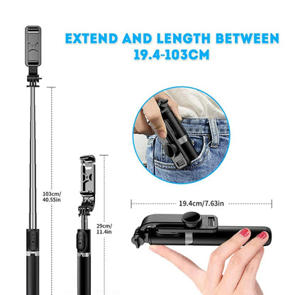 Selfie Stick Bluetooth Techsuit Q02, Univerzalan, Crni