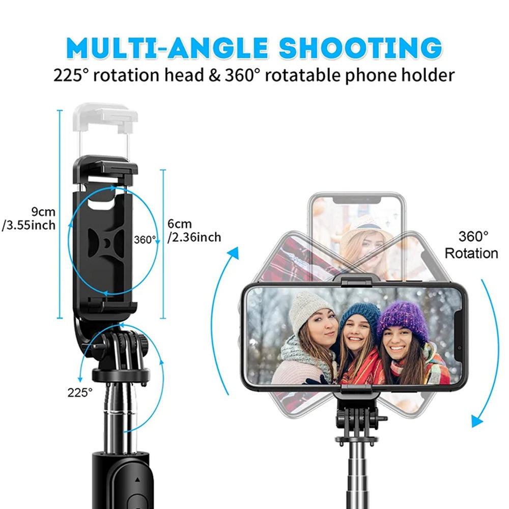 Selfie Stick Bluetooth Techsuit Q02, Univerzalan, Crni