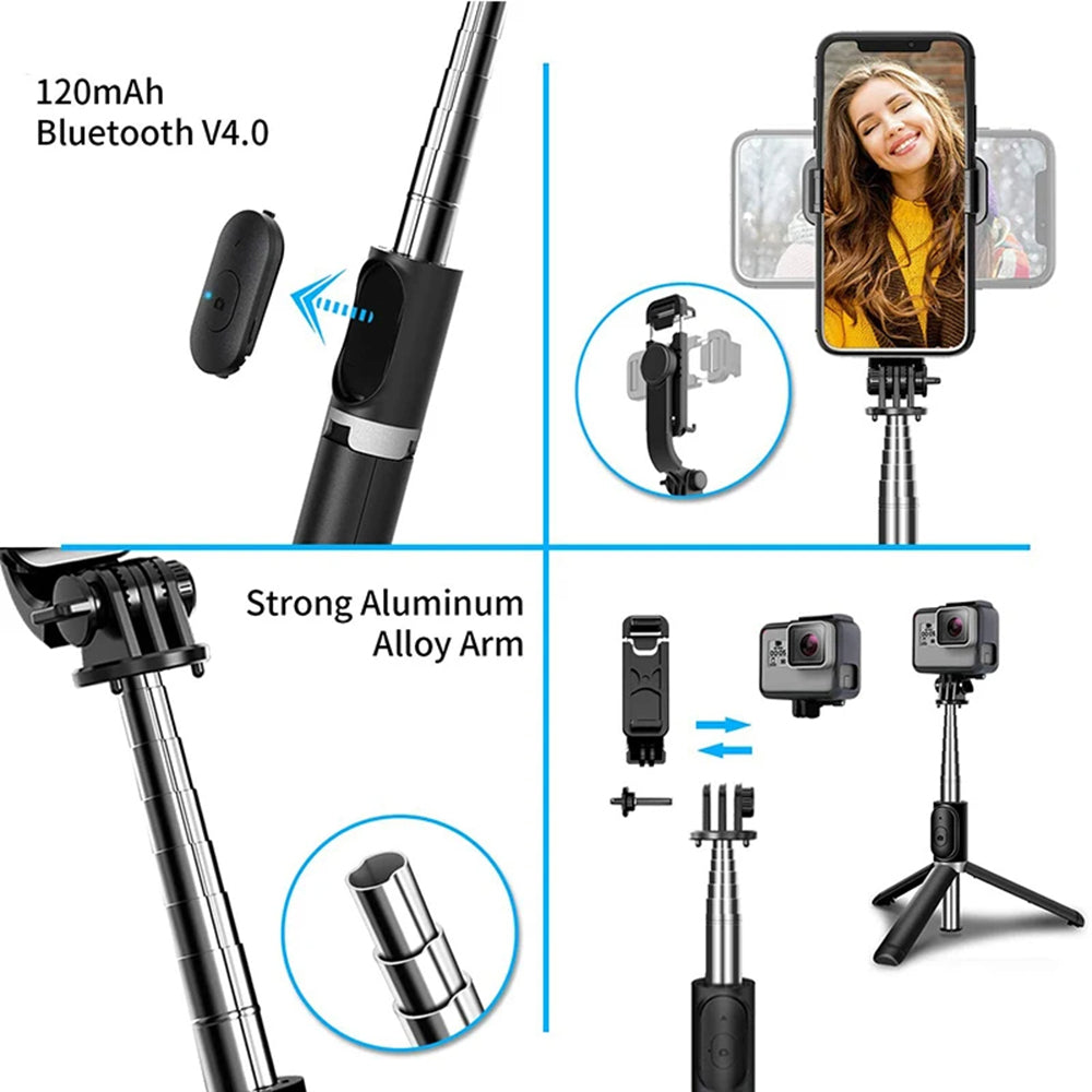 Selfie Stick Bluetooth Techsuit Q02, Univerzalan, Crni