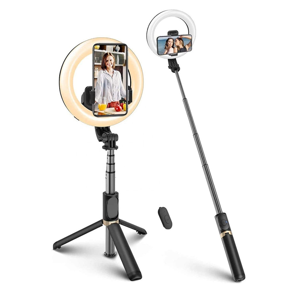 Selfie Stick Bluetooth Techsuit Q07 Ring Light, Univerzalan, Crni