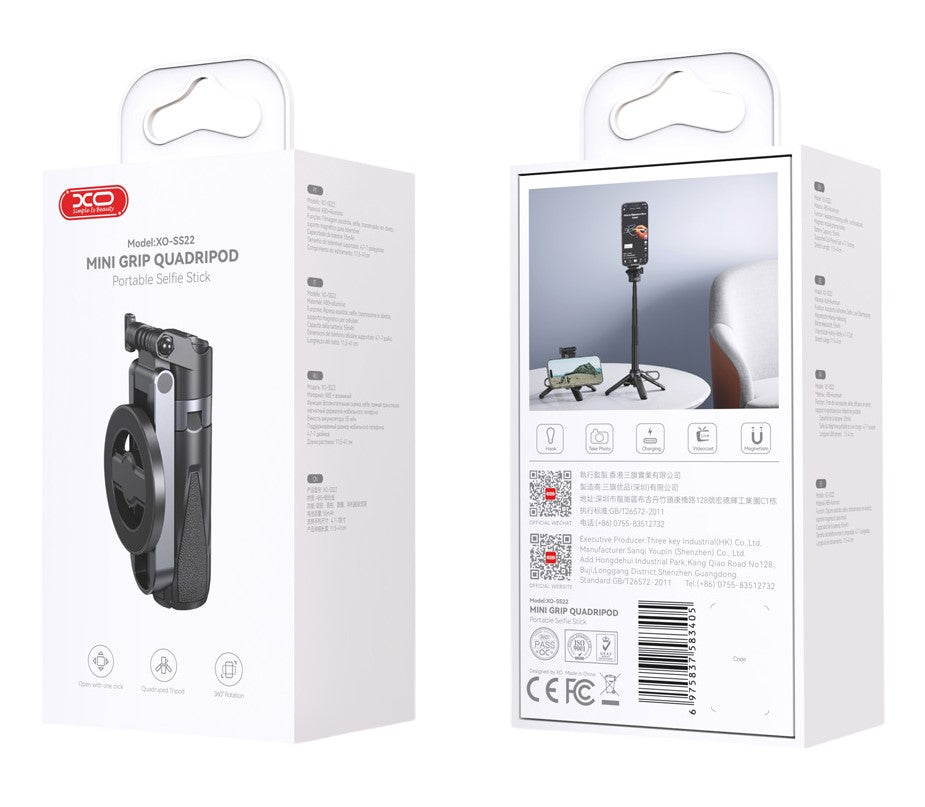 Selfie Stick Bluetooth XO Design SS22, Univerzalan, Crni