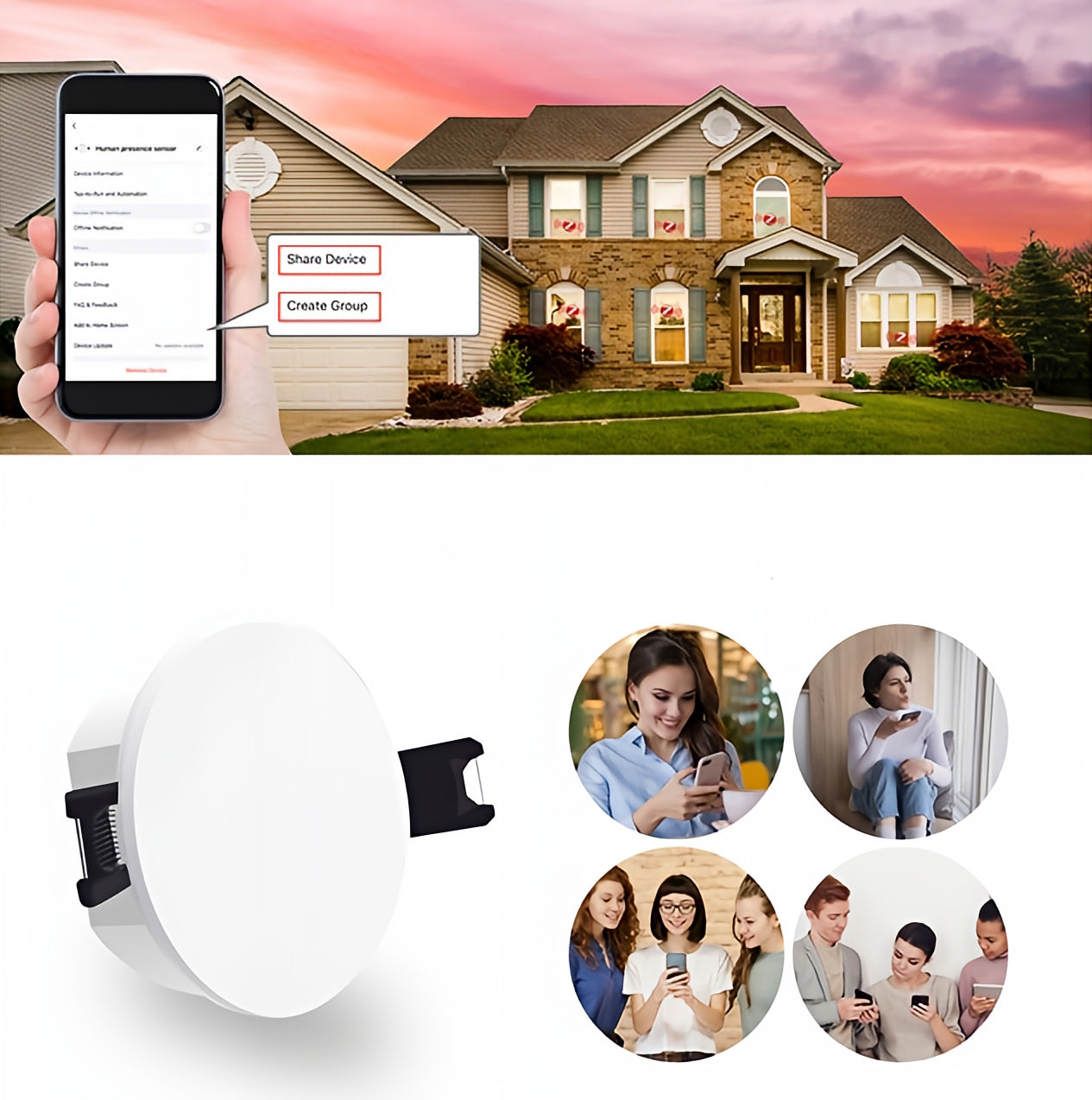 Senzor prisutnosti Moes ZSS-QY-HP, ZigBee