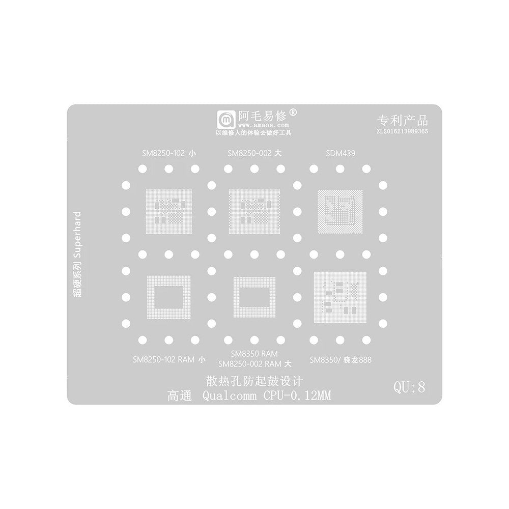BGA Amaoe šablona za CPU Qualcomm QU1-8 Series