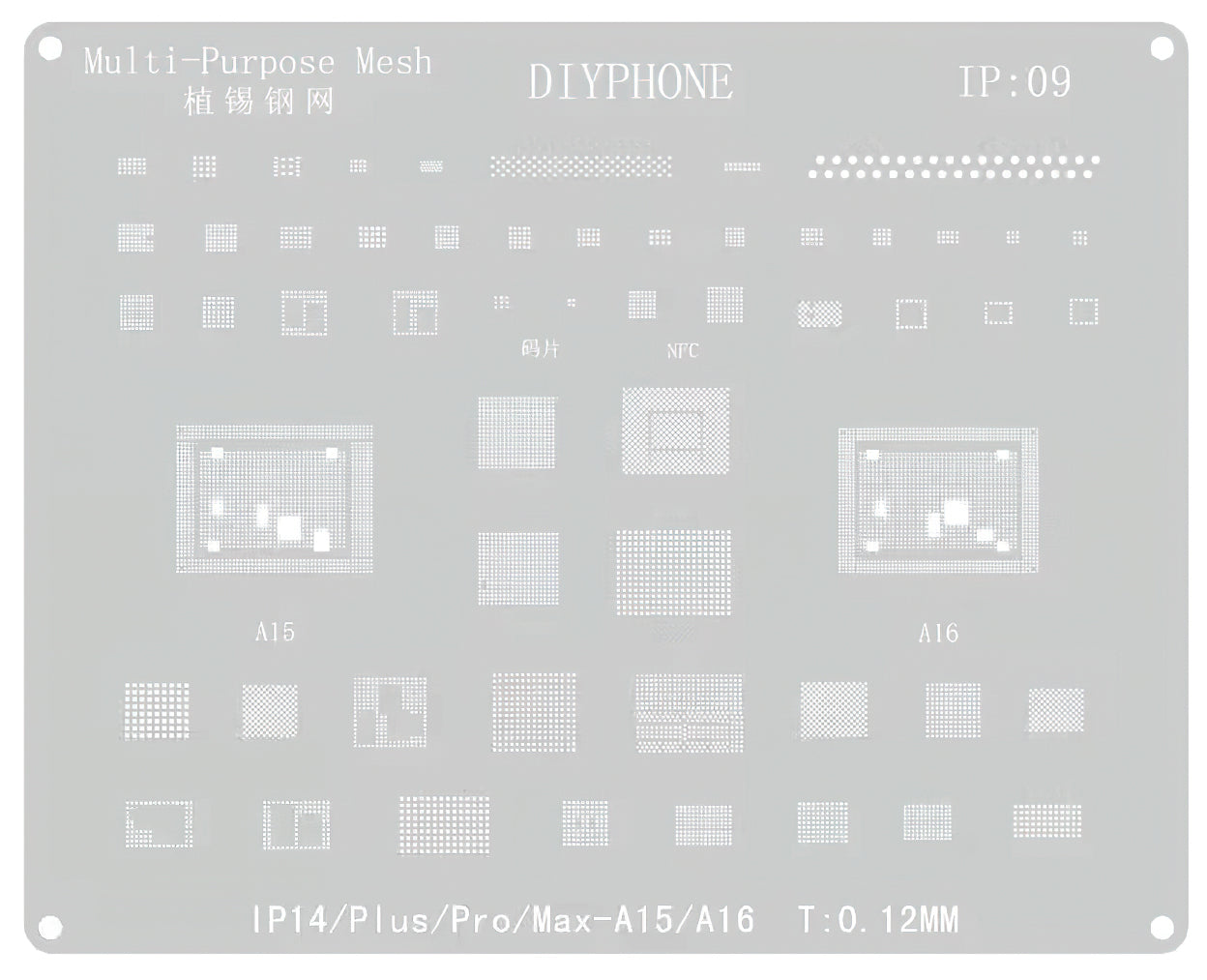 BGA DIYPhone šablona za Apple iPhone 14 seriju