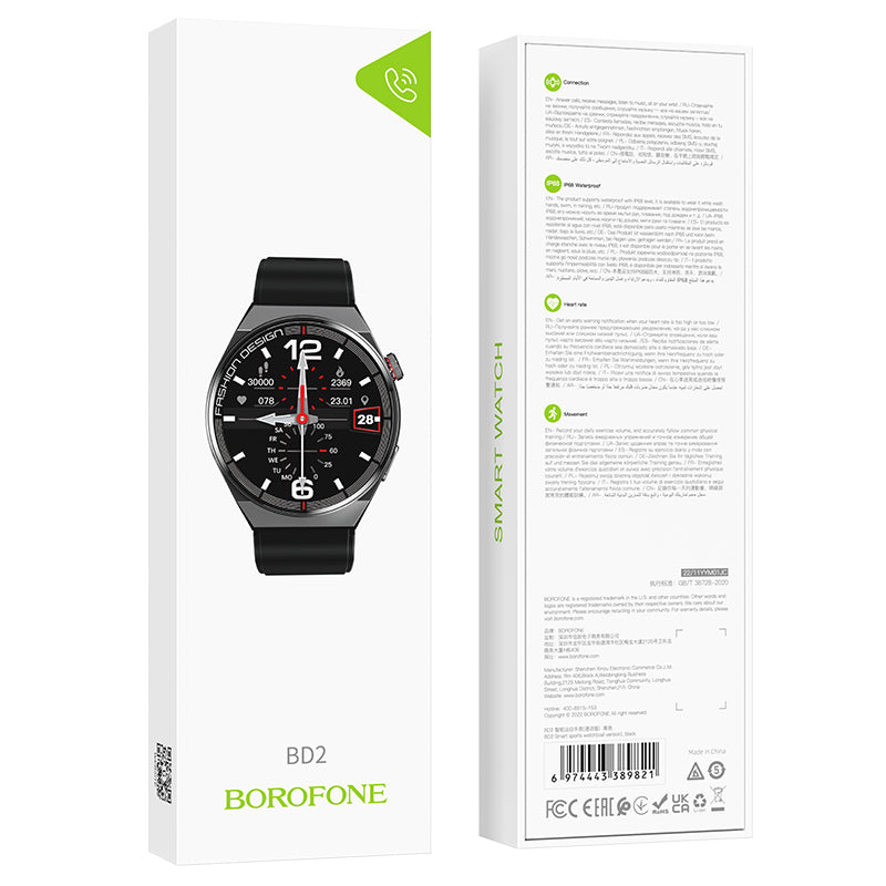 Smartwatch Borofone BD2, Crni