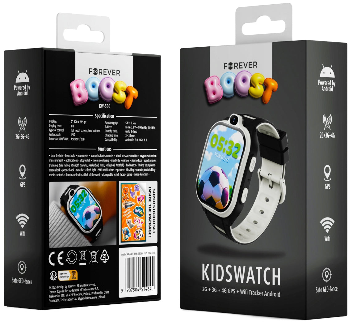 Pametni sat Forever Kids Boost KW-530 Call, Crni
