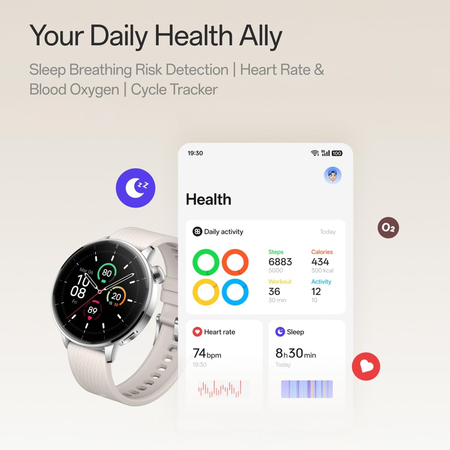 Smartwatch OnePlus Watch 3, 43mm, Srebrni 5491100422