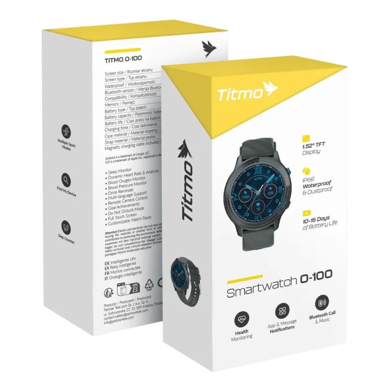 Pametni sat Titmo O-100 Call, Crni