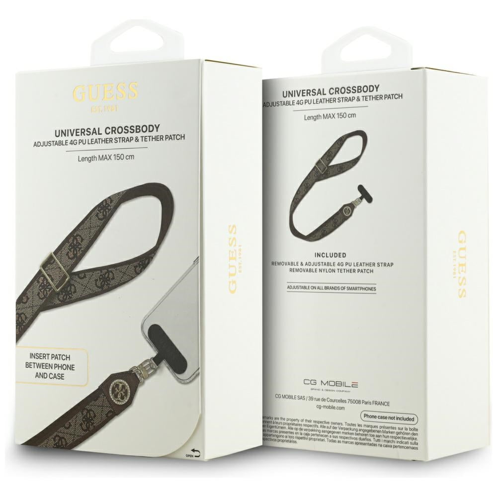 Telefonski remen Guess 4G Strass Metal Logo, Smeđi