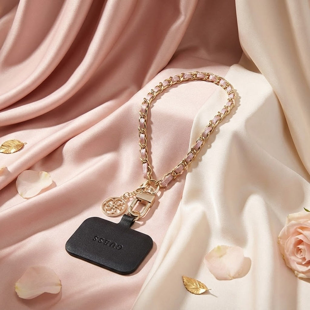 Telefonski remen Guess Saffiano 4G Charm, Crni