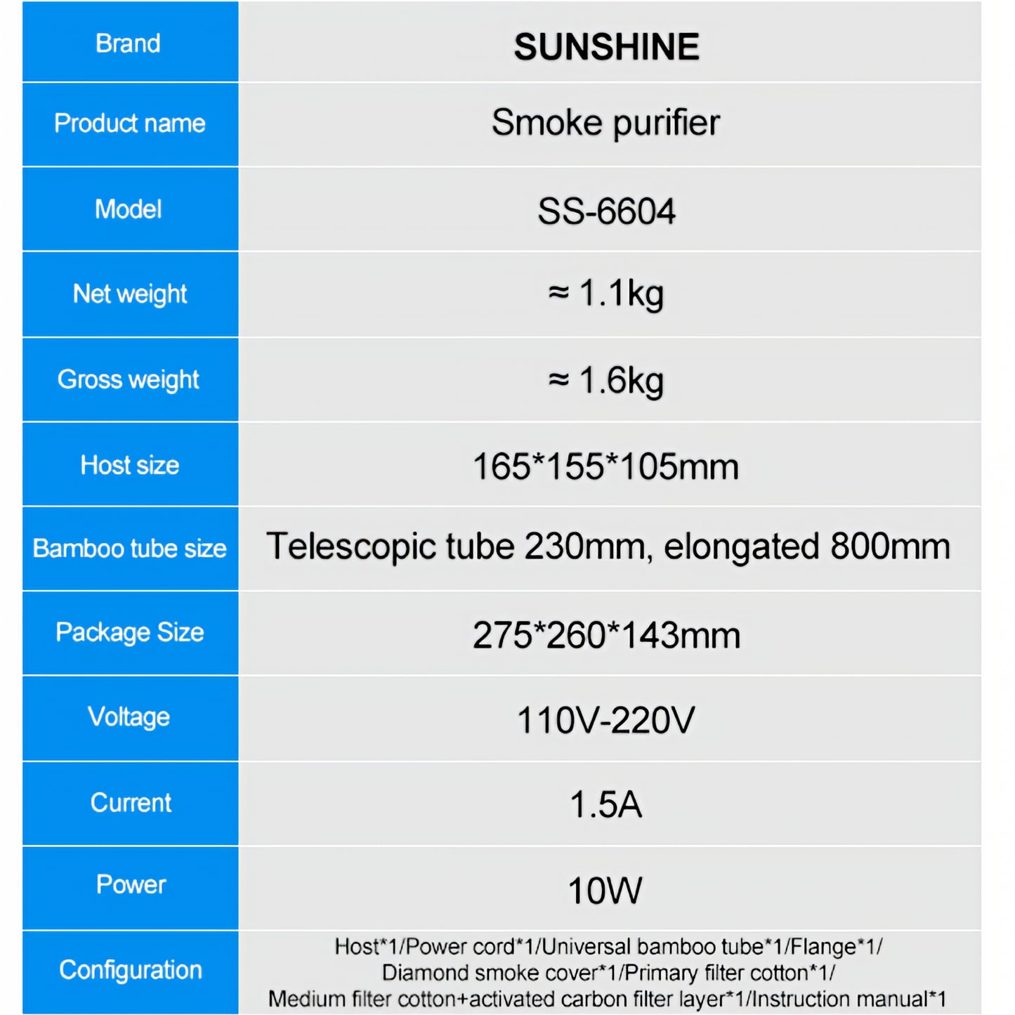 Stanica za filtriranje / ispuštanje štetnih plinova Sunshine SS-6604