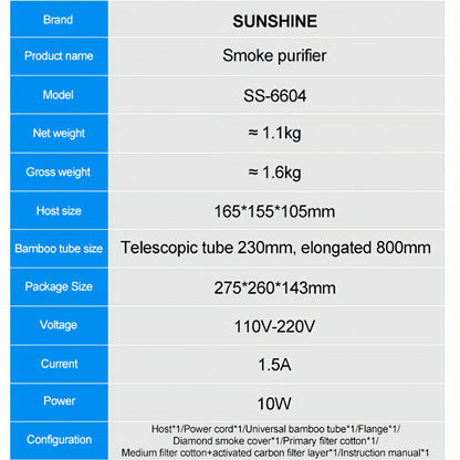 Stanica za filtriranje / ispuštanje štetnih plinova Sunshine SS-6604
