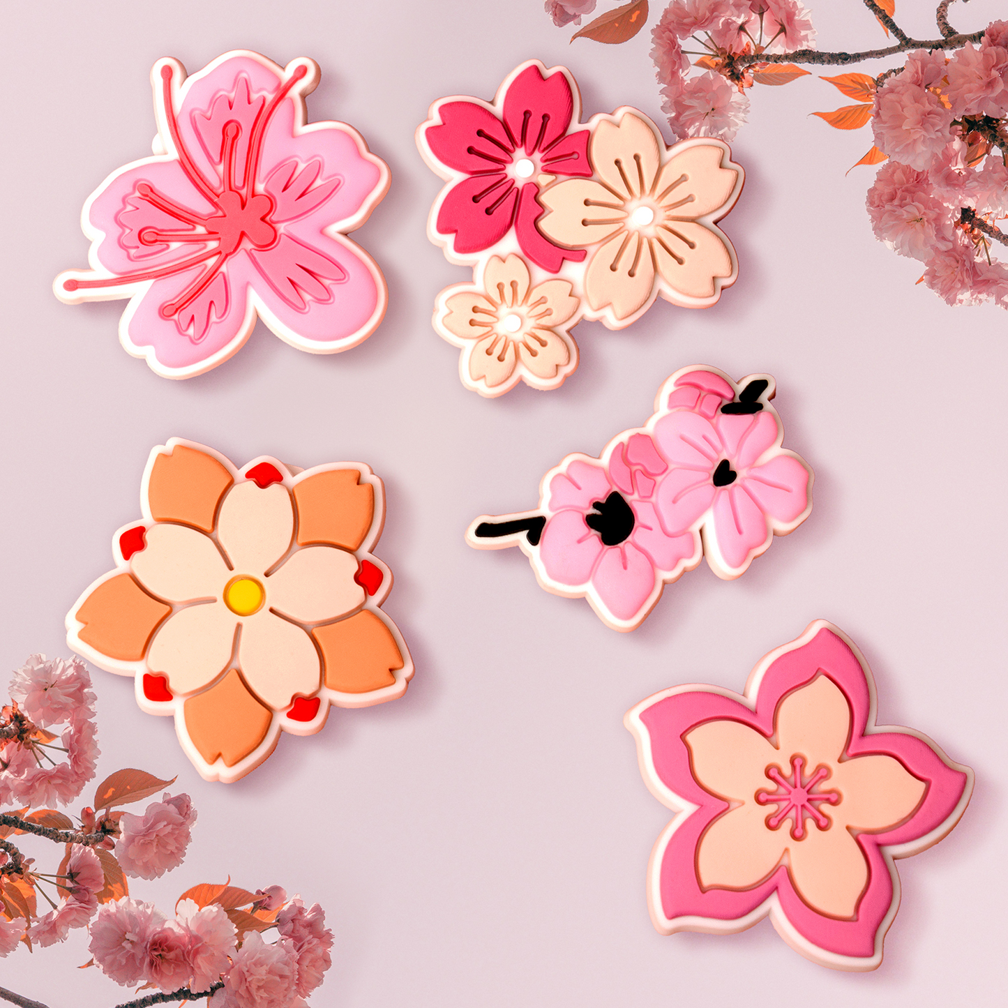 3D naljepnica OEM Pink Blossom za masku telefona / tableta, set od 5 komada, višebojno
