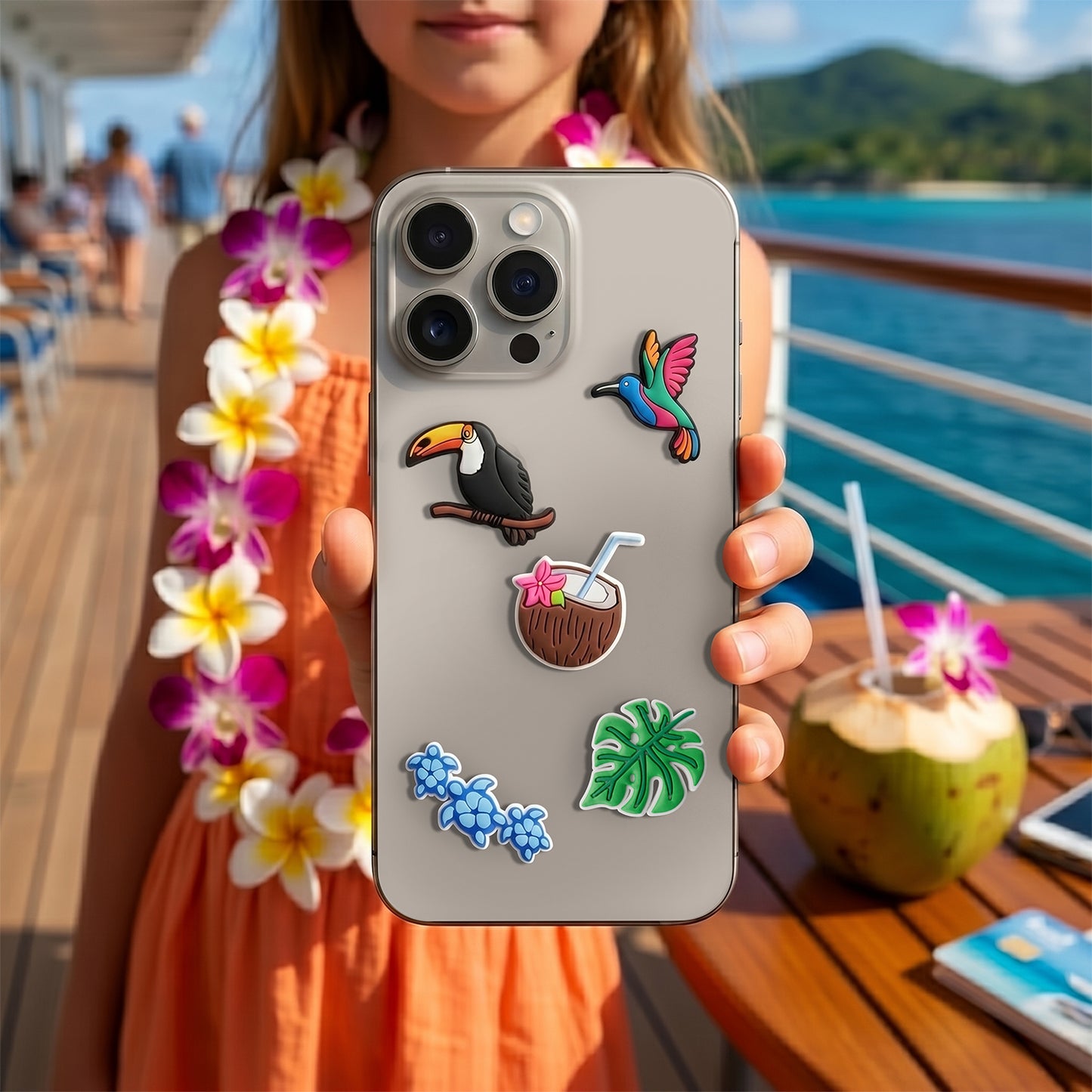 3D naljepnica OEM Tropical Birds za masku telefona / tableta, set od 5 komada, višebojno