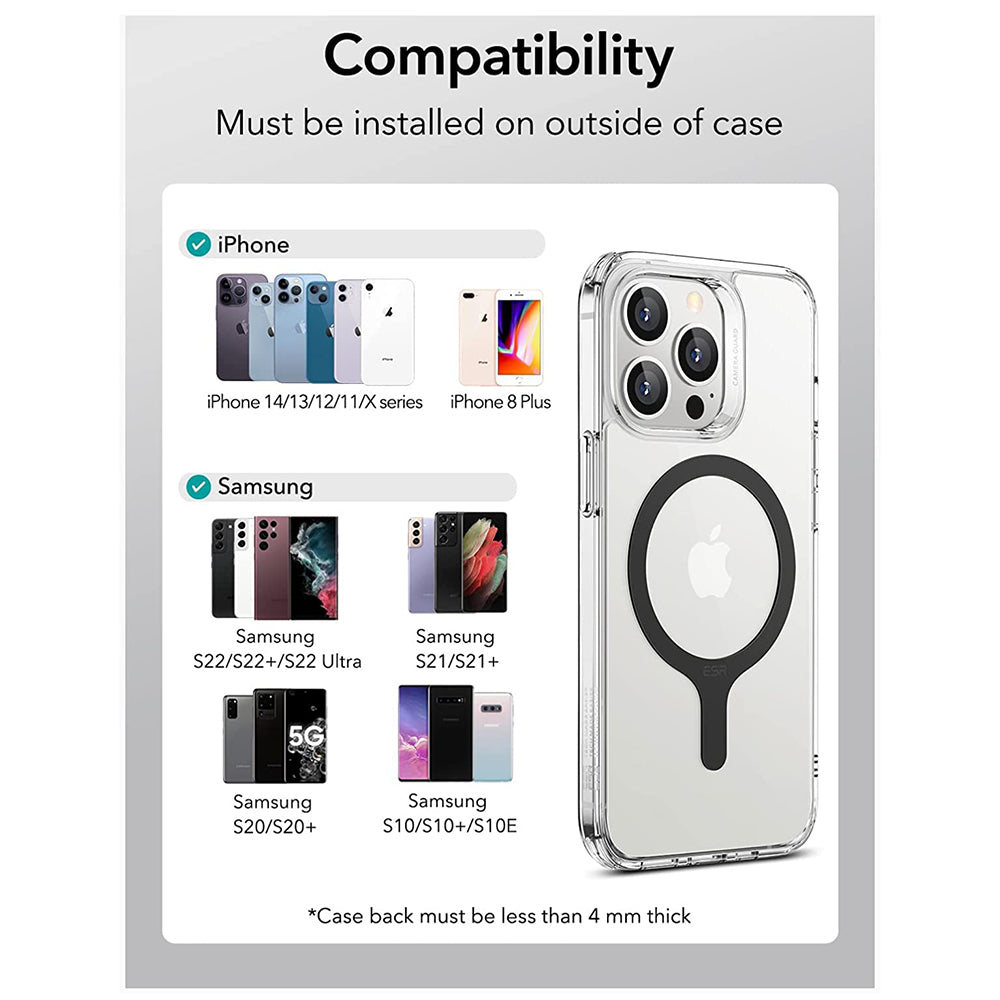 Metalna naljepnica ESR HaloLock, Set od 2 komada, Crna