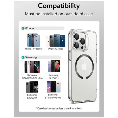 Metalna naljepnica ESR HaloLock, Set 2 komada, Crno Srebrna