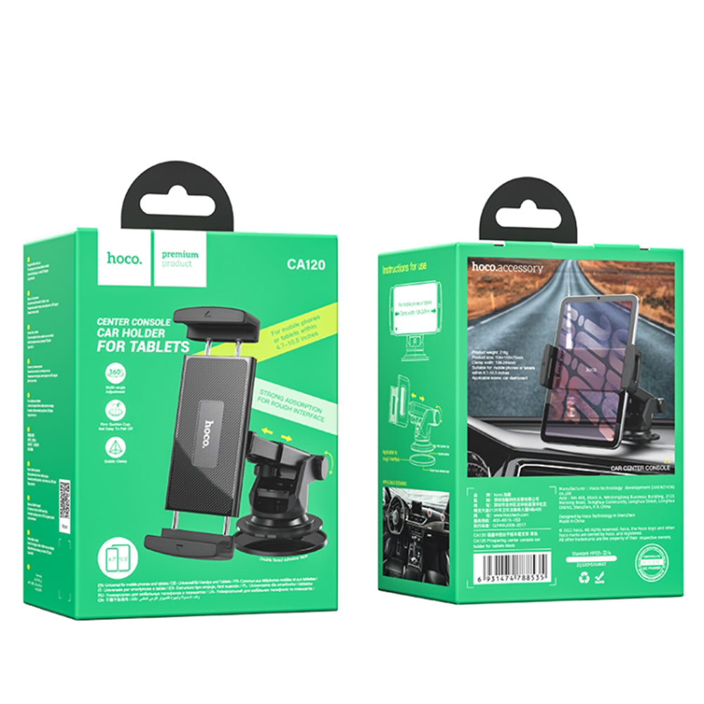 Auto nosač HOCO CA120 za telefon / tablet, 4.7 inča - 10.5 inča, crni