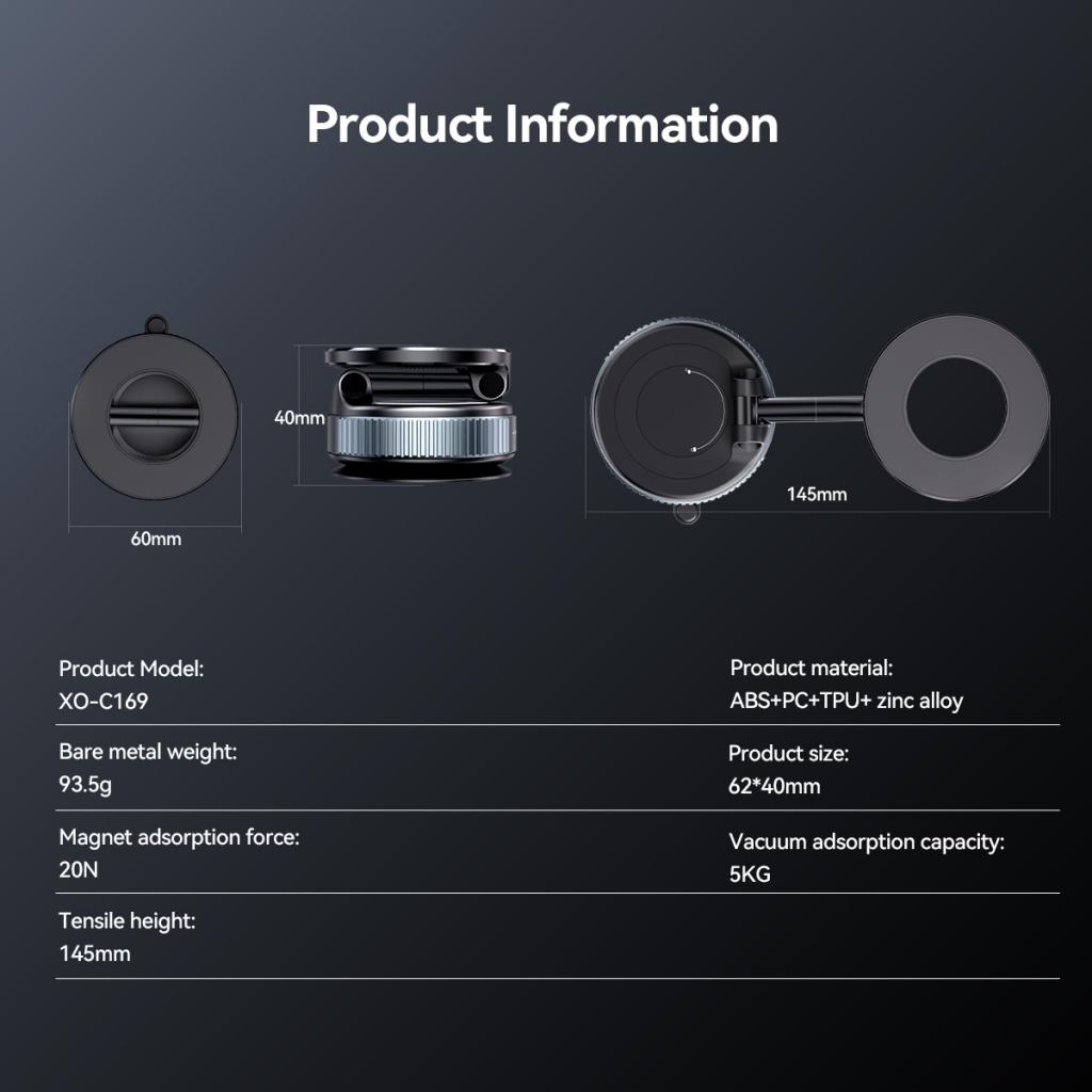 Magnetski auto nosač XO Design C169, Univerzalan, Crni