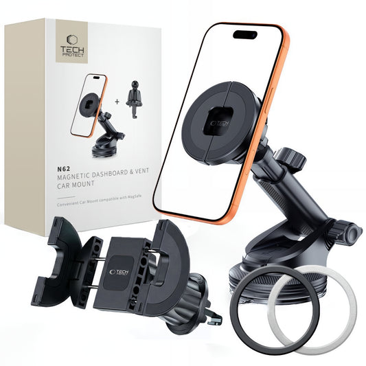Auto nosač Magnetic Tech-Protect N62 2in1, Univerzalan, Crni