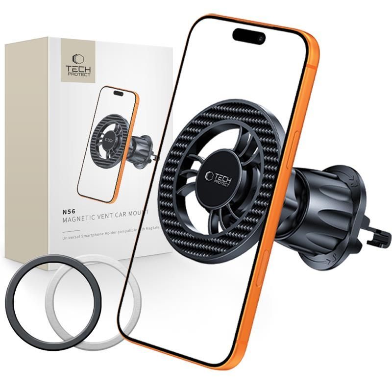 Auto nosač Magnetic Tech-Protect N56 Carbon Vent, Univerzalan, Crni
