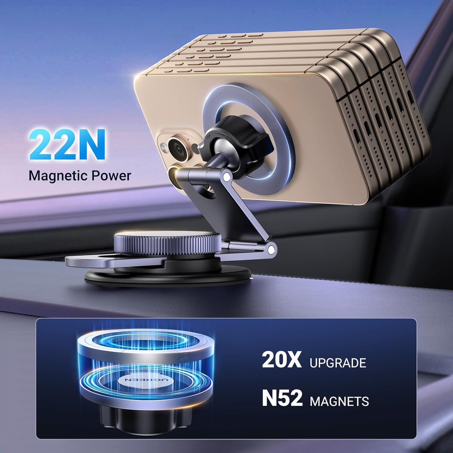 Magnetski auto nosač UGREEN LP865, Univerzalan, Crni