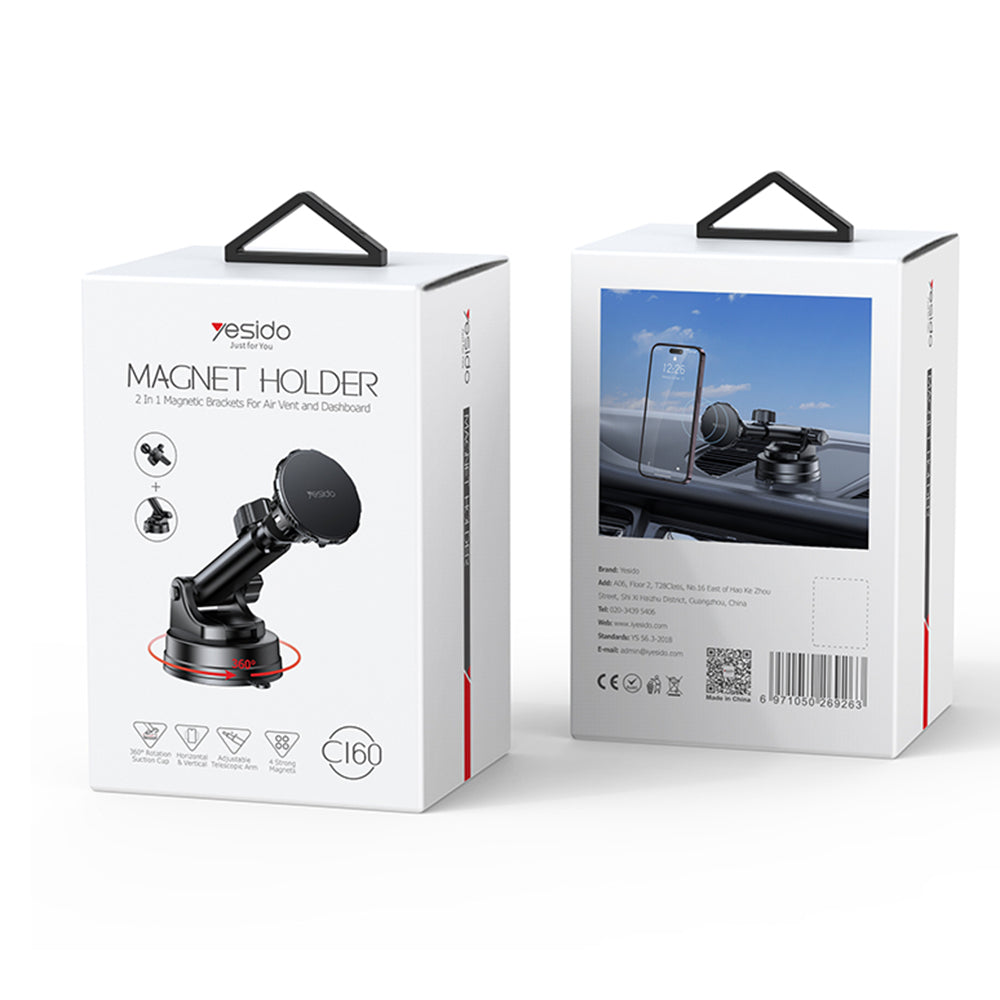 Magnetski auto nosač Yesido C160, Univerzalan, Crni