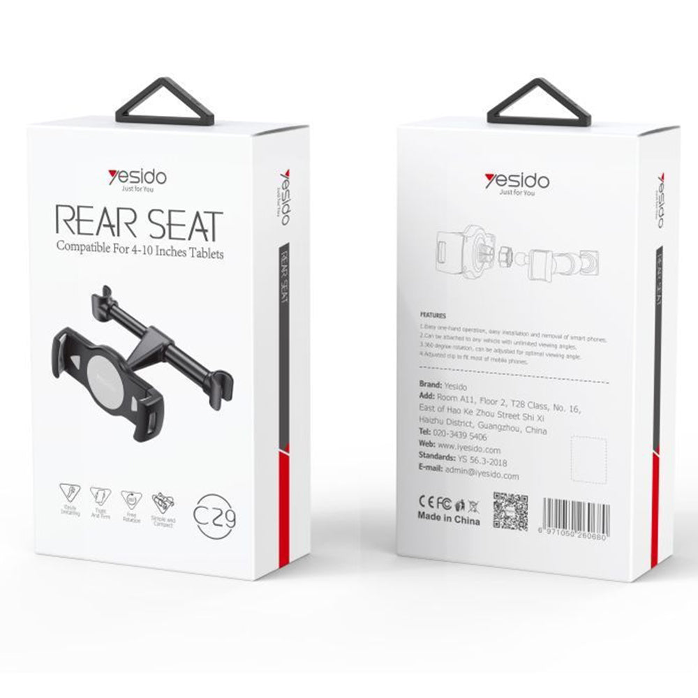 Auto nosač za naslon za glavu Yesido C29, 4 inča - 10 inča, Crni