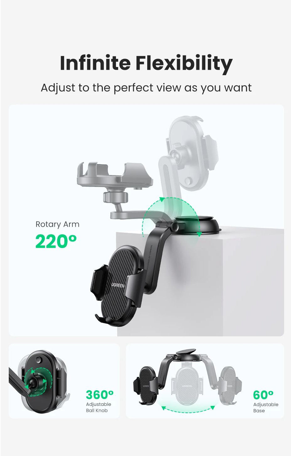 Auto nosač UGREEN LP405, Univerzalan, Crni