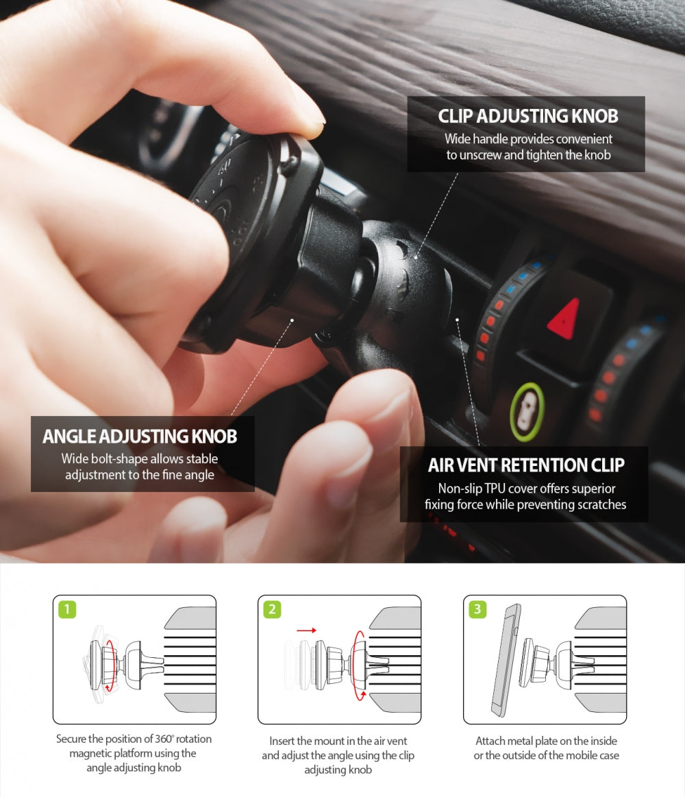 Univerzalni magnetski auto držač Ringke Power Clip, crni