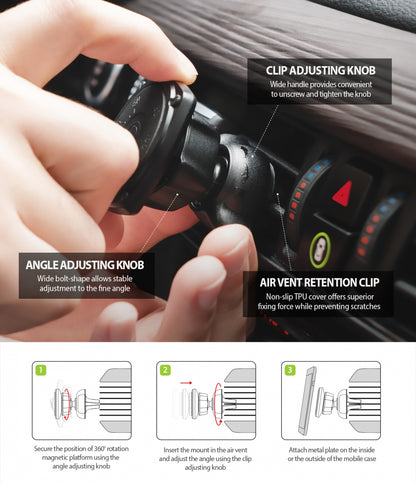 Univerzalni magnetski auto držač Ringke Power Clip, crni