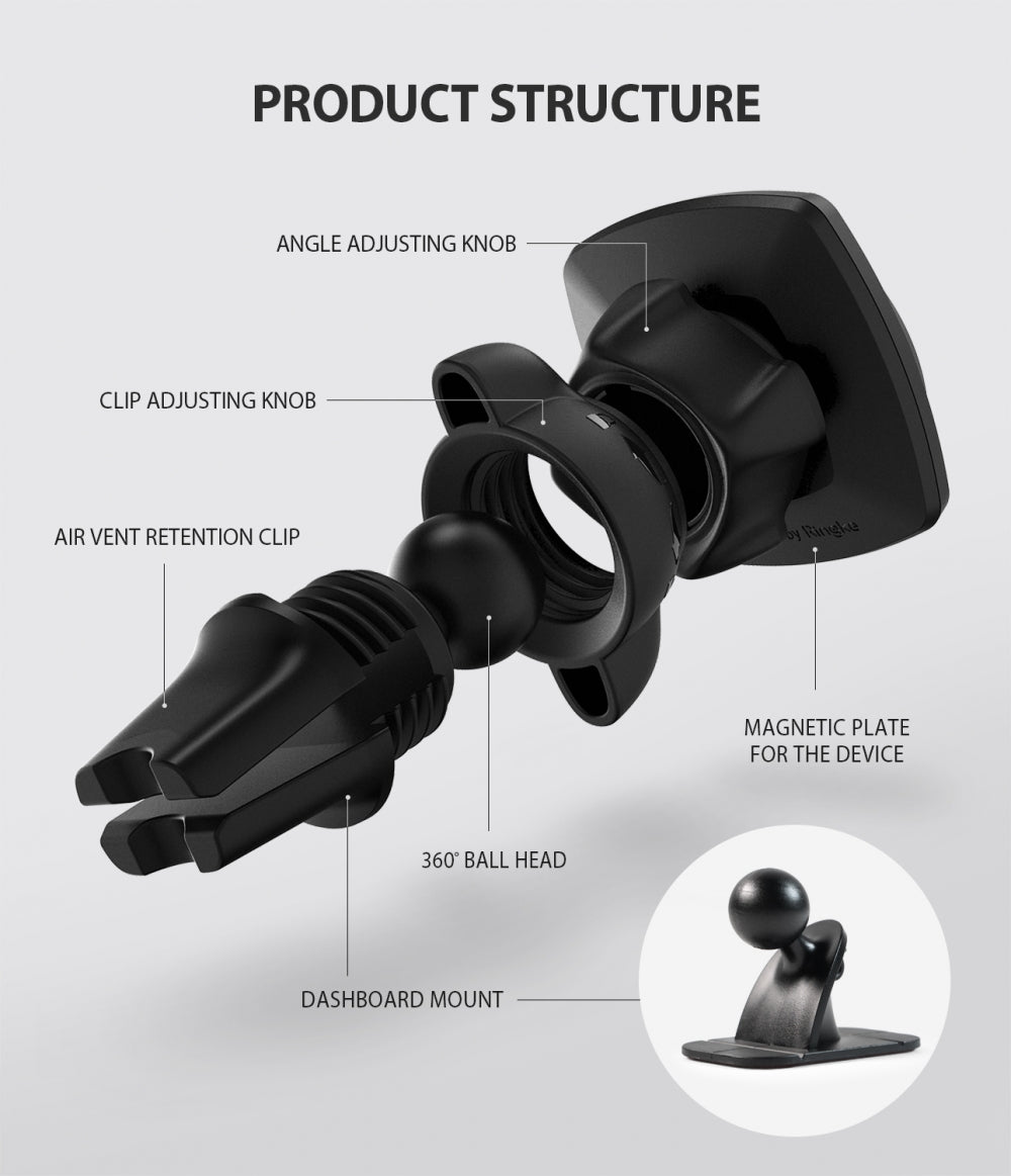 Univerzalni magnetski auto držač Ringke Power Clip, crni