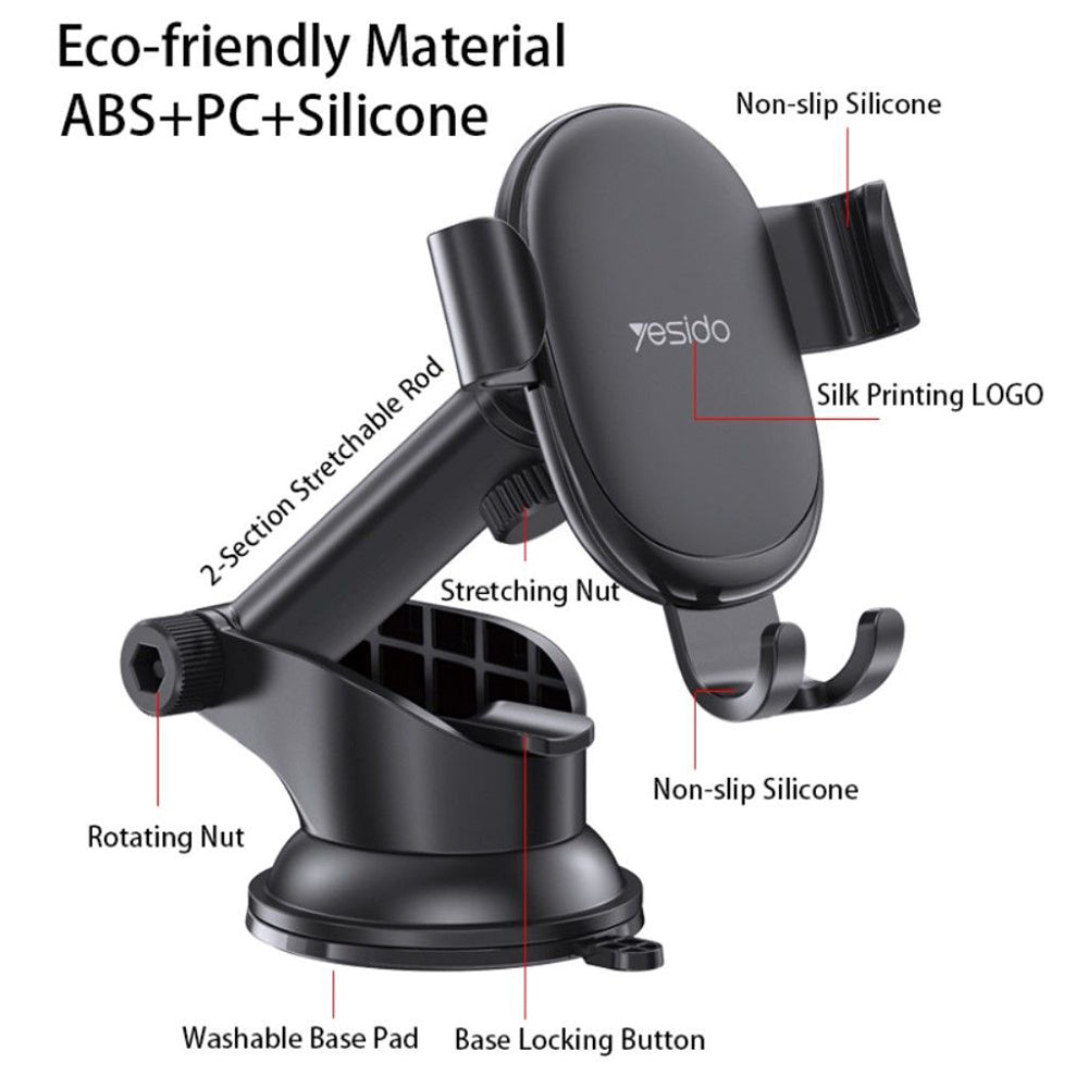 Auto nosač Yesido C120, 4inch - 6.5inch, Crni