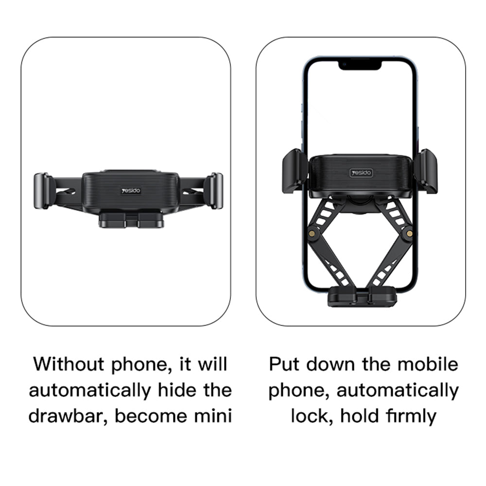Auto nosač Yesido C166, 4.7inch - 7inch, Crni