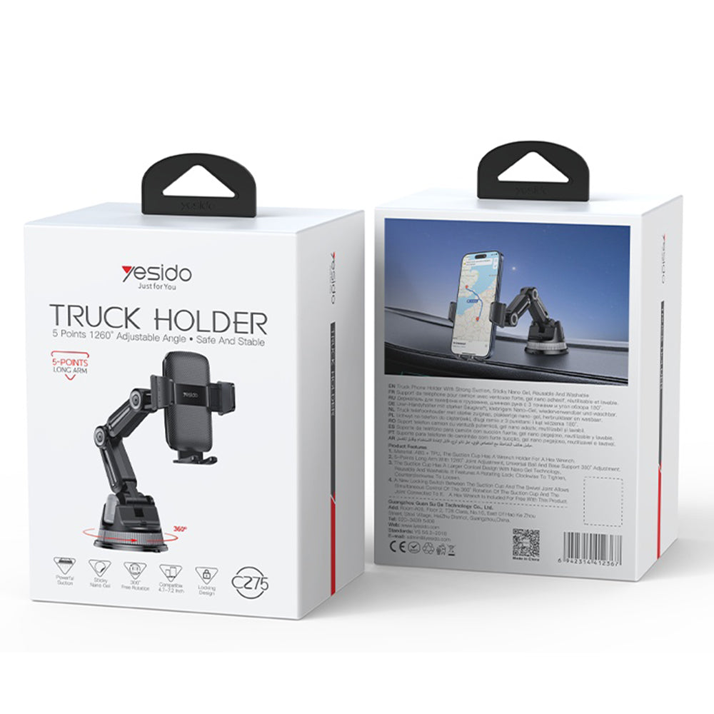 Auto nosač Yesido C275, 4.7inch - 7.2inch, Crni