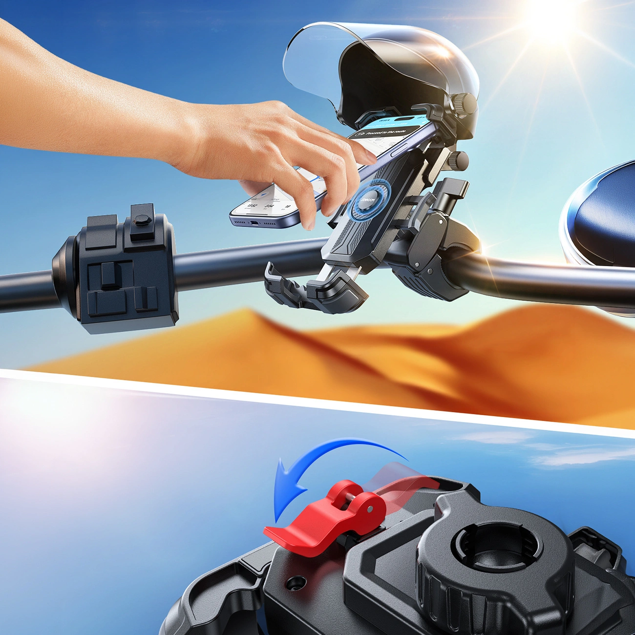 Držač za bicikl motocikl s sjenilom Joyroom JR-ZS526, 4.7inch - 7inch, Crna