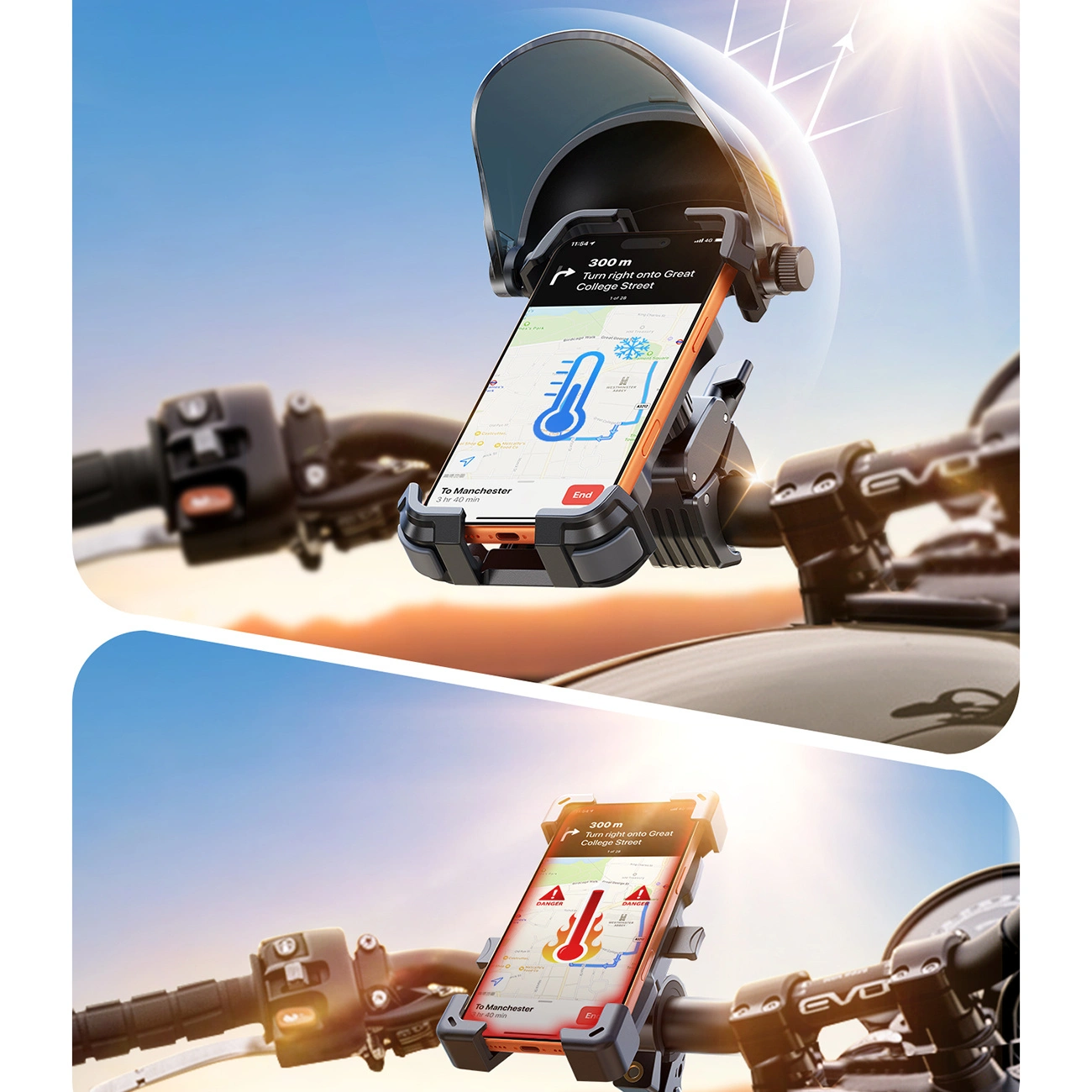 Držač za bicikl motocikl s sjenilom Joyroom JR-ZS528, 4.7inch - 7inch, Crna