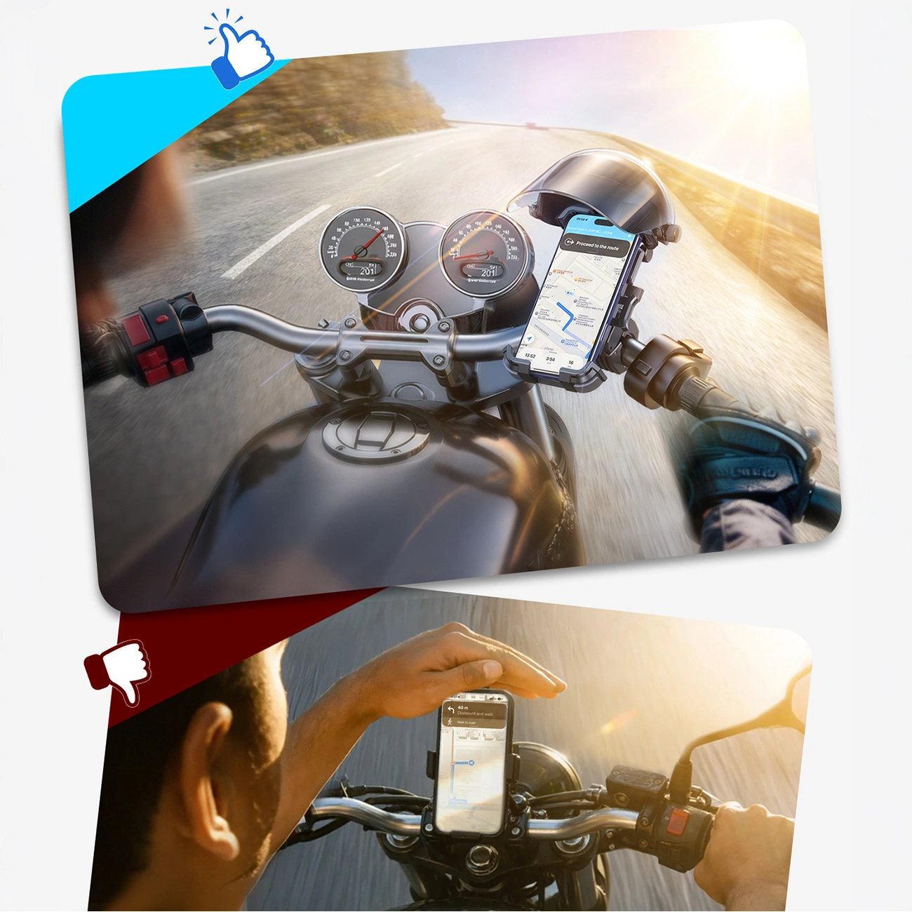 Držač za bicikl motocikl s sjenilom Joyroom JR-ZS526, 4.7inch - 7inch, Crna