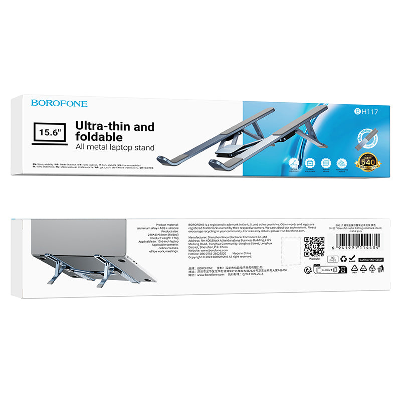 Stalak Borofone BH117 Graceful za laptop do 15.6 inča, Sivi