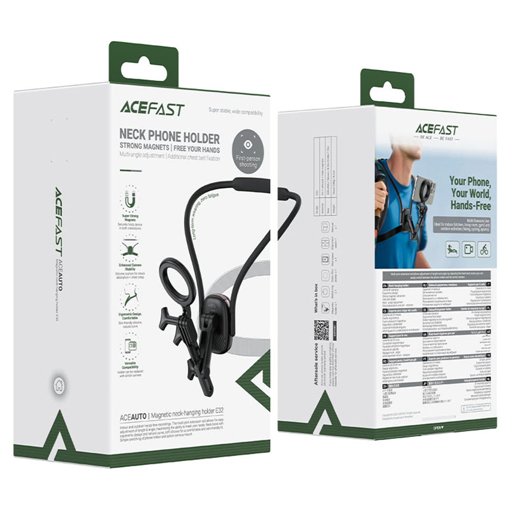 Magnetni vratni nosač Acefast E32, Univerzalan, Crni